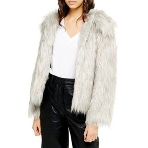 Topshop Murphy Tipped Faux Fur Coat
